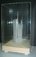 Internally lit scale architectural model (1:1000)