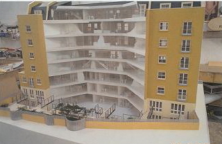  Sectional architectural model- rear of residential townhouses (1-100)