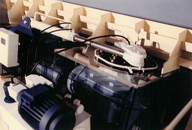 Scale model of internal actuating mechanism of retracting bilge keel  